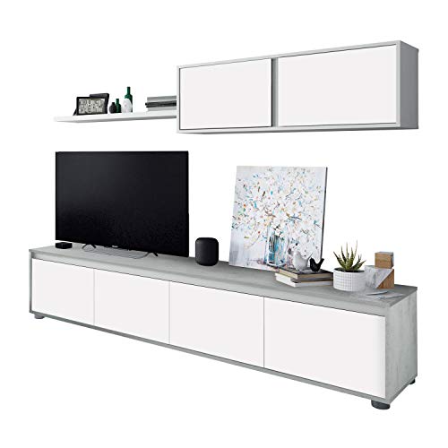 Móvel TV FORES Alida (Branco - Melamina - 200x43x41cm) FORES - Centros de entretenimento e suportes de tv - branco, melamina, 200x43x41cm