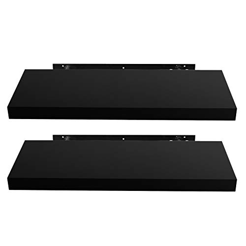 Estantes de Parede Eugad Madeira Preto 80Cm EUGAD - Prateleiras industriais - madeira, 80 cm, prateleiras 2, parede