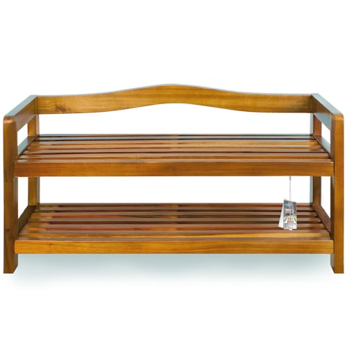 Sapateira 2 Prateleiras para Sapatos 75X26X42Cm Madeira de Aço Casaria - Organizadores e sapateiras - prateleiras, madeira, aço