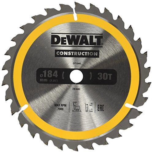 Lâmina de Serra Circular DEWALT DT1940-QZ 40 mm Dewalt - Ferramentas - 184 x 16 mm, 30 dentes, 40 mm, 17 mm