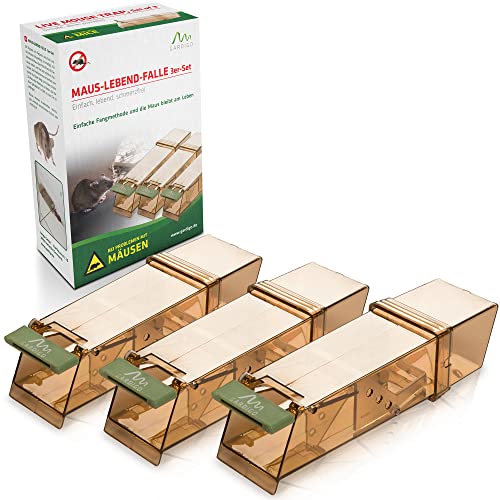 Gardigo 3 Traps for Live Mice (Animais Pequenos) Tevigo - Armadilhas de controle de pragas - ratos vivos, 3 armadilhas