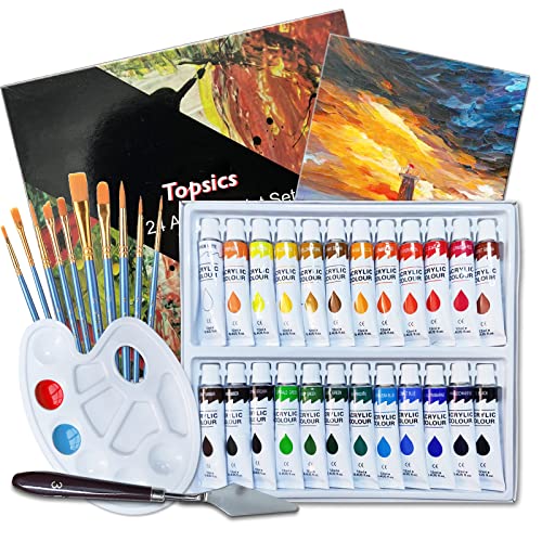 Conjunto de Artesanato TOPSICS 37 In 1 Kit Acrílico Topsics - Tinta, tinta de arte e esmalte - 37 cores, 12 ml, Acrylic, pinturas
