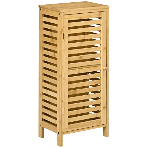 Armário de Casa de Banho kleankin | 30 x 20 x 70 cm - Madeira natural SPANISH AOSOM - Armários de armazenamento e armários de bloqueio - 30 x 20 x 70 cm, madeira natural, estantes, bambu