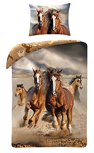 Lençol de Cama ANIMAL DECO Cavalo (140 x 200 cm) SANS MARQUE - Capas de edredão - animal deco, cavalo, algodão, polyester, microfibra