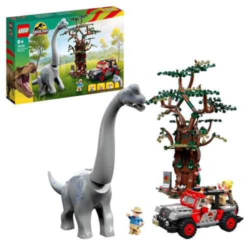 LEGO Jurassic World: Descoberta do Braquiossauro (Idade mínima recomendada: 7 anos) LEGO - Blocos de encaixe - brachiosaurus, jeep wrangler, árvore, minifiguras