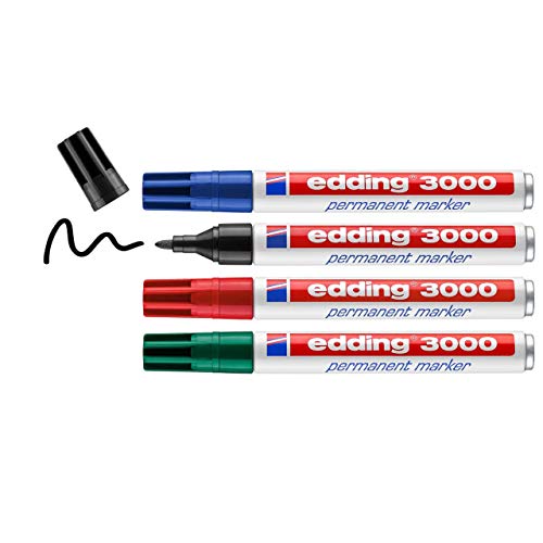 Marcador Permanente EDDING 4 Cores (Ponta Redonda) Edding - Marcadores - permanente, 4 cores, ponta redonda