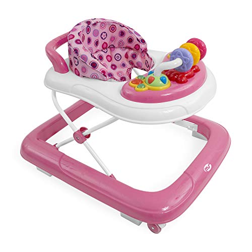 Andador para bebés INNOVACIONES MS Basic (Rosa) Innovaciones MS - Móveis para bebês e crianças pequenas - 3 posições, altura regulável, deslizante, bandeja sonora