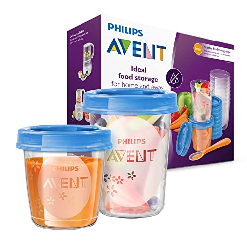 Conjunto de recipientes para comida de bebê Philips Avent 0-6 meses | Azul, Branco (Puericultura - Refeição) Philips - Recipientes de armazenamento de alimentos - conjunto, recipientes, comida, bebé, philips avent, azul, branco