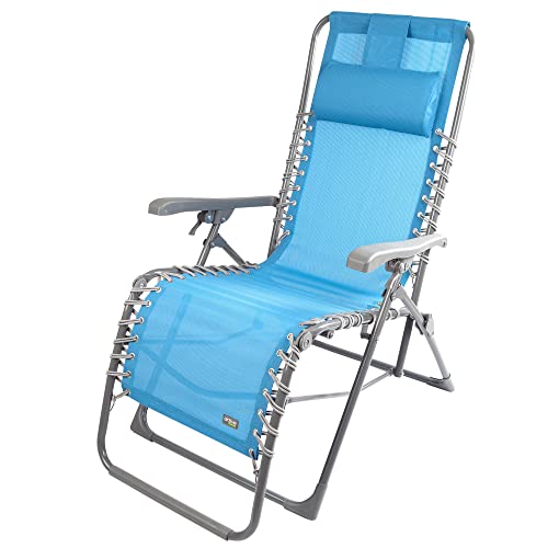 Cadeira de Praia AKTIVE Azul (Poliéster - 53x74x107cm) AKTIVE - Móveis de exterior - azul, poliéster, 53x74x107cm