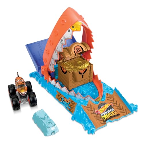 Pista de Carros HOT WHEELS Monster Trucks Arena Smashers Mordedor Do Tubarão Hot Wheels - Brinquedos - tubarão, mordedor, aplastador, veículos de ação