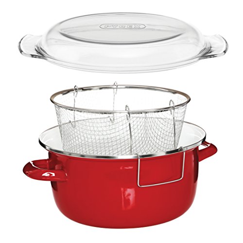 Fritadeira com Tampa de Vidro - Vermelho - 5L Premier Housewares - Fritadeiras - tampa de vidro, vermelho, 5l