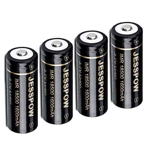 Bateria Recarregável JESSPOW 18500 4 Unidades JESSPOW - Baterias - 1600 mAh, 3,7 V, botão superior, 4 unidades