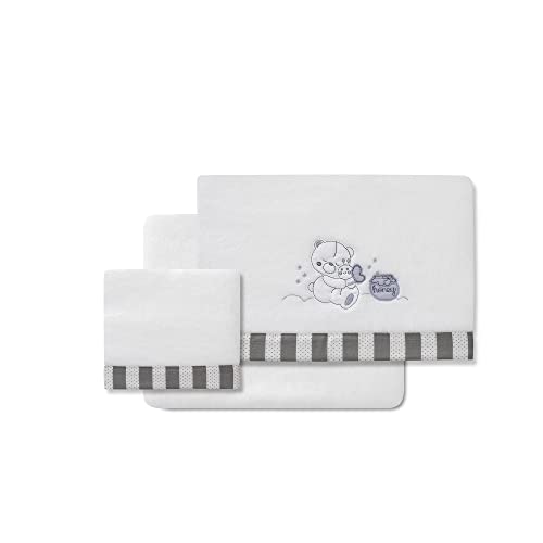 Conjunto Lençóis BCO Coraline Cinzento (60 x 120 cm) Various - Lençóis - algodão, 60x120 cm, almofada, bainha