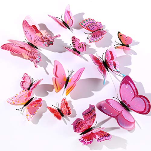 Autocolantes de Parede DERBWAY 12 Peças Rosa Yuemei - Materiais de arte e artesanato - autocolantes, parede, rosa, 12 peças