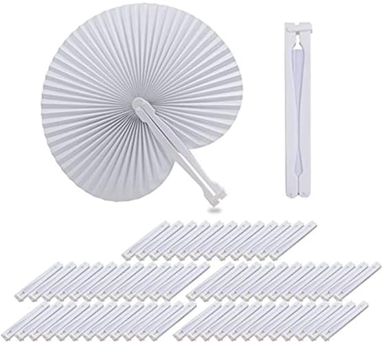 Conjunto de 120 Pá-Pai Brancos de Plástico e Papel Deliex Delicias de Extremadura - Leques decorativos - 120 pá-pai, plástico, papel, alça