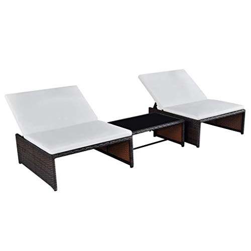 Espreguiçadeira com Mesa Vidaxl 43068 | Castanho vidaXL - Móveis de exterior - espreguiçadeira, mesa, castanho