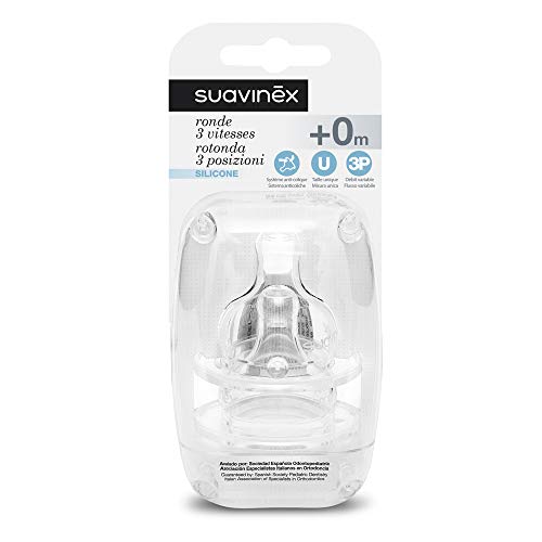 Suavinex Conjunto de 2 Tetinas Redondas Suavinex - Bicos e forros para mamadeiras de bebê - anticólicas, 6 meses, 2 tetinas