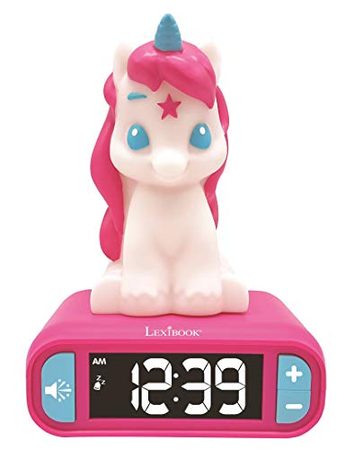 Despertador LEXIBOOK Unicornio com Lâmpada 3D e Rádio (Rosa) Lexibook - Relógios despertadores - lâmpada 3d, rádio, tela lcd, toque musical