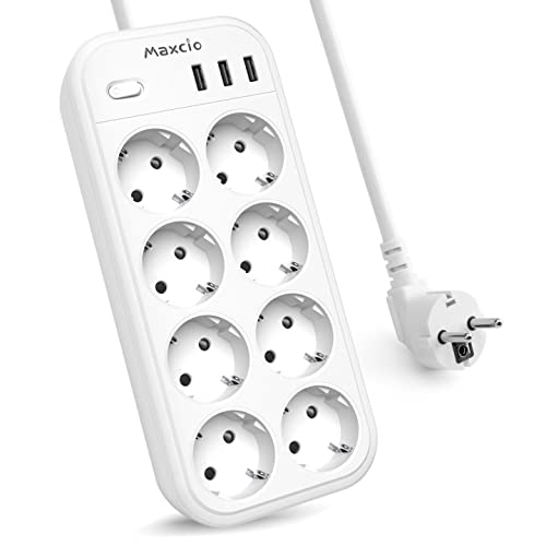 Extensão Elétrica MAXCIO 8 Tomadas + 3 Portas Usb (16A/4000W) Maxcio - Fios e cabos elétricos - 8 tomadas, 3 portas usb, 16A, 4000w