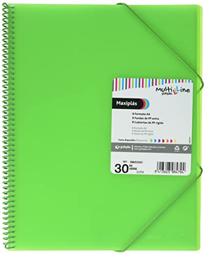 Pasta GRAFOPLAS Maxiplás Multiline (A4 - Verde) Grafoplas del Noroeste,S.A. - Pastas e capas de relatório - multiline, polipropileno, portátil, resistente à água