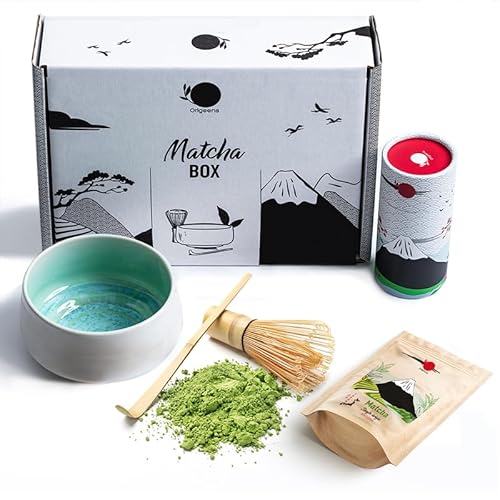 Kit Origeneens 2 em 1 Matcha Kit com Batidora e Copo Gemyno SAS - Conjuntos de café e chá - matcha, cerâmico, bambu, colher