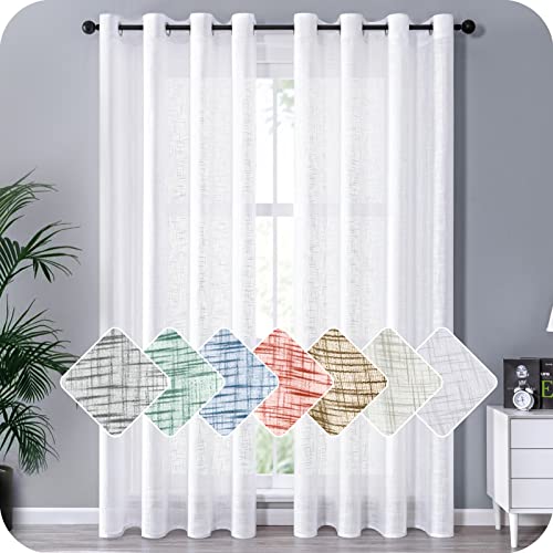 MRTREES Cortinas 2 Peças 140 X 245 Cm Lino Branco MRTREES - Cortinas e cortinados - 140 x 245 cm, lino branco, 2 peças
