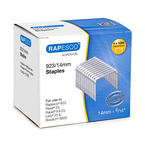 Pack 4000 Agrafos GALVANIZADOS RAPESCO 923/14mm Rapesco - Pregos - galvanizados, alta qualidade, ponta cincelada, 4000 unidades