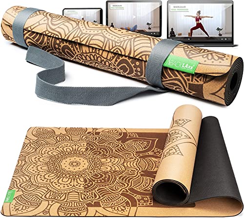 Base para Ioga BACKLAXX® (Preto - 190x68x2 cm) RESLA GmbH - Tapetes de yoga e pilates - anti-deslizante, borracha natural, fibra de poliéster, 190x68x2 cm