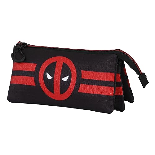 Estojo Triplo LINES Karactermania Deadpool Disney - Organizadores de mesa - três compartimentos, resistente a líquidos, material reciclado
