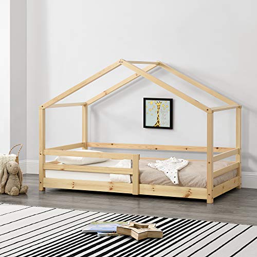 Cama de Madeira com Guarda-Sol para Crianças [en.casa] - Conjuntos de móveis - madeira, guarda-sol, crianças