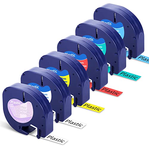 FIMAX Cinta Etiquetas Compatible con Dymo LetraTag Plastico 12mmx4m Fimax Tech - Fitas de etiquetas e recargas - compatível, dymo, LetraTag, plástico