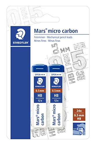 Pack 2 Caixas de Pontas 12 Minas HB Mars Micro Carbon 0.5 mm Staedtler - Minas de lápis e recargas - pack, caixas, pontas, minas, hb mars, micro carbon