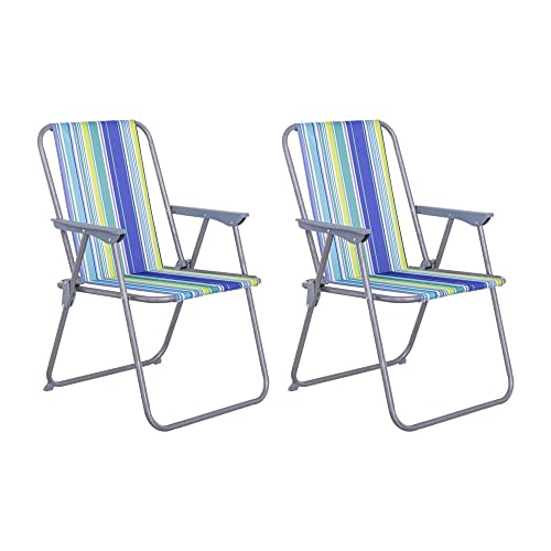 Conjunto de 2 Cadeiras de Praia LOLAHOME | 53x46x75cm - Multicor LOLAhome - Móveis de exterior - cadeira, praia, multicor