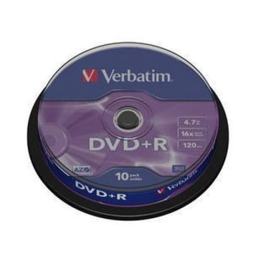 DVDs virgens VERBATIM DVD+R 4.7GB 10 pcs Verbatim - Mídias vazias - 4,7 GB, 10 pcs, DVD-R, 16x, AZO