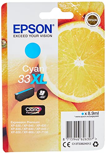Tinteiro EPSON Claria Premium Ciano Xl (C13T33444022) Epson - Cartuchos de toner e jato de tinta - ciano, XL, claria premium