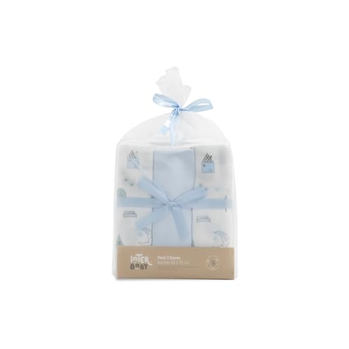 Conjunto de 3 Panos de Fraldas Interbaby Moon Azul Interbaby - Móveis para bebês e crianças pequenas - conjunto, 3 panos, fraldas, interbaby, moon azul