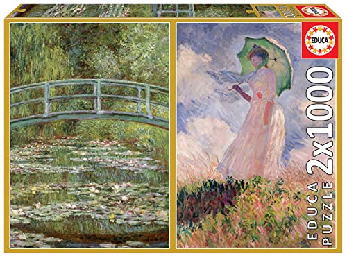 Puzzle EDUCA Claude Monet - Estanque de los Nenúfares + Mujer con Sombrilla EDUCA - Quebra-cabeças - puzzle, cartão, claude monet, estanque dos nenúfares, mulher com sombrilla, 1000 peças