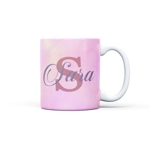 Caneca de Cerâmica com Iniciais e Nome - Rosa Promo Shop Import & Export - Cozinha & sala de jantar - cerâmica, branca, 350 ml, personalizada