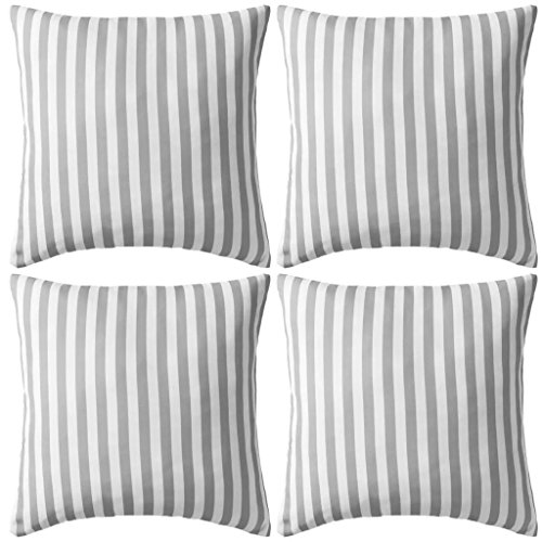 Conjunto de 4 Almofadas para Exterior vidaXL 45x45cm Riscas Cinzentas vidaXL - Almofadas - 45x45cm, riscas cinzentas, tecido resistente à água, duradouro