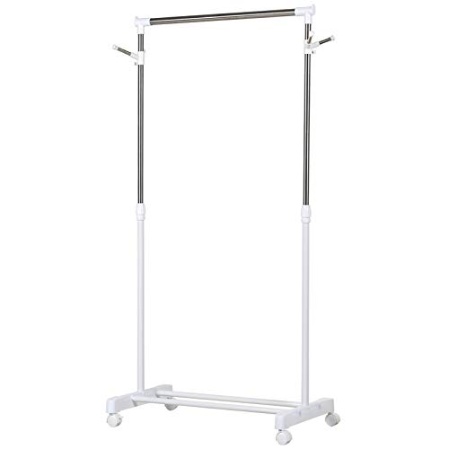 Estendal HOMCOM | 68.5 x 42 x 87-145 cm - Branco/Prata HOMCOM - Organizadores de armário e cabideiros - 68.5x42x87-145 cm, branco, prata