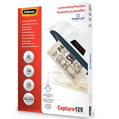 Pack 100 Capas para Plastificar FELLOWES Brilho Fellowes - Filme de laminação, pochetes e folhas - 100 capas, brilho, proteção, fácil uso