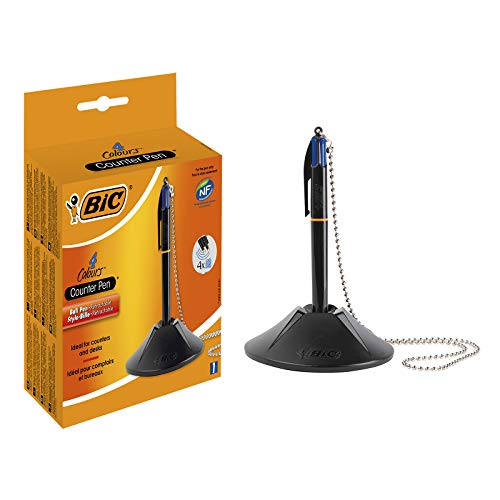 Esferográfica Bic Counter Pen 4 Unidades Azul BIC - Canetas - retractil, 4 tinteiros, cadeia metálica, tracado 0,4mm