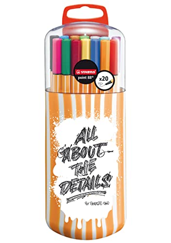 Marcadores Fineliner STABILO Point 88 (Caixa de 20) Stabilo - Canetas - fineliner, ponta hexagonal, traçar, desenhar
