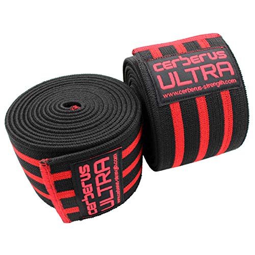 Cerberus Ultra Knee Wraps Bandas para Fortalecer Las Rodillas 2 Unidades CERBERUS Strength - Equipamento de terapia ocupacional e fisioterapia - ultra, knee wraps, fortalecer rodilhas