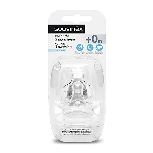 Esterilizador de Garrafas SUAVINEX 8426420801102 Bico de Biberão Suavinex - Bicos e forros para mamadeiras de bebê - bico de biberão, fluxo lento, médio e rápido, prevenção cólicas