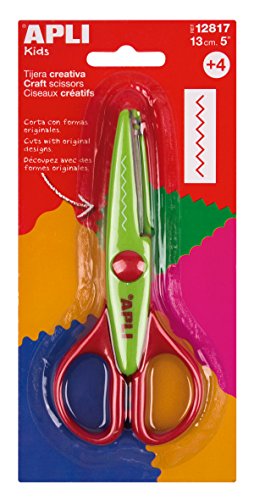 Tesoura de Papel APLI com Ponta Redonda e Corte Zig Zag APLI - Ferramentas de corte e relevo para artesanato - ponta redonda, corte zig zag