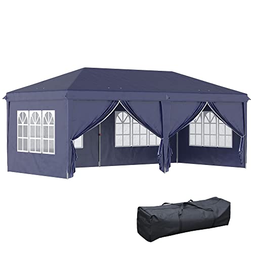 Pérgola Dobrável Outsunny | 6x3x2,7 m - Azul Outsunny - Móveis de exterior - pérgola, dobrável, outsunny, 6x3x2,7m, azul