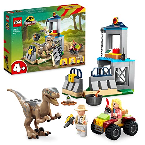 LEGO Jurassic World: The Escape of the Velociraptor (Idade Mínima Recomendada: 4 anos) LEGO - Brinquedos - lego, jurassic world, 4 anos, guindaste, jaula