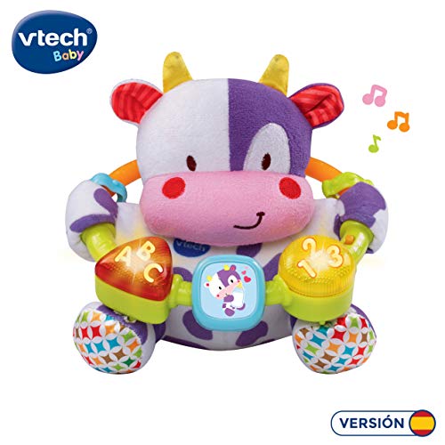 DISFRAZZES Peluche Interativo Vaca Musical (Tam: 30 x 25 cm) VTech - Brinquedos de atividade para bebês - interativo, musical, táctico, números, letras, cores