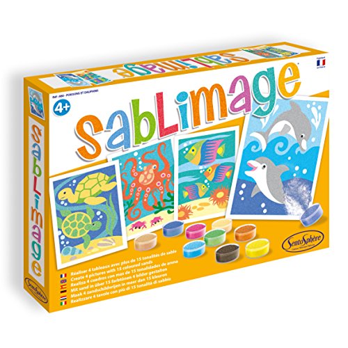 Quadro SENTOSPHERE Sablimage - Poisson et Dauphin (40x50cm) SENTOSPHERE - Kits de artesanato de brinquedos - natureza, peixe, bebé, cartão